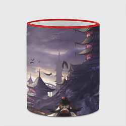 Кружка 3D Touhou Project Aya Шамеймару город на фоне, цвет: 3D-красный кант — фото 2