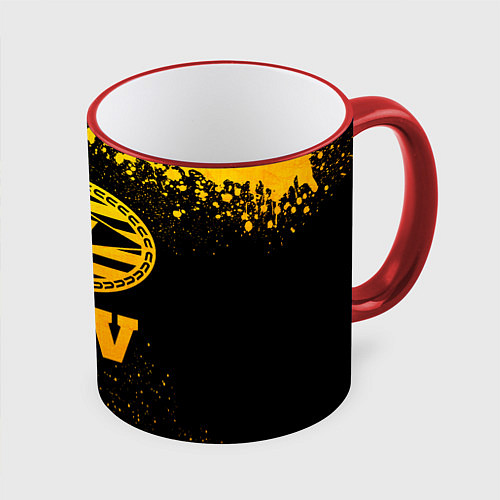 Кружка цветная PSV - gold gradient / 3D-Красный кант – фото 1