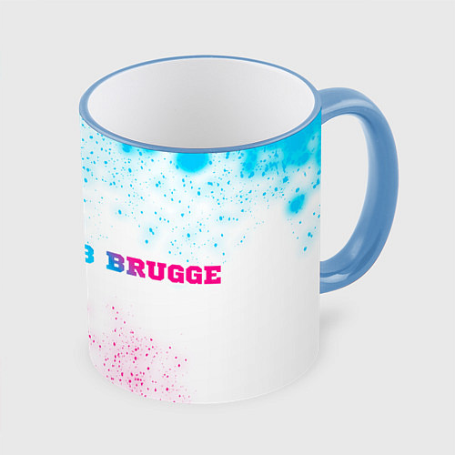 Кружка цветная Club Brugge neon gradient style по-горизонтали / 3D-Небесно-голубой кант – фото 1