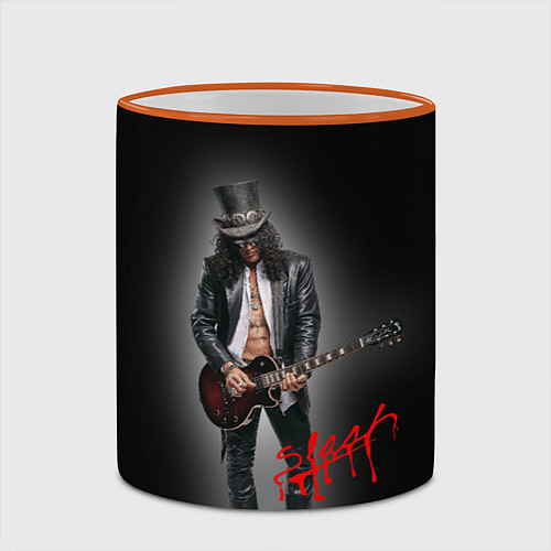 Кружка цветная Слэш музыкант группы Guns N Roses / 3D-Оранжевый кант – фото 2