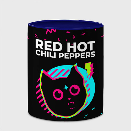 Кружка цветная Red Hot Chili Peppers - rock star cat / 3D-Белый + синий – фото 2