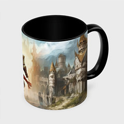 Кружка 3D Assassins creed на фоне дворца, цвет: 3D-белый + черный
