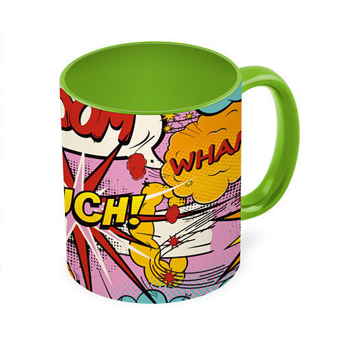 Кружка цветная Oops-boom: комикс бум / 3D-Белый + светло-зеленый – фото 1