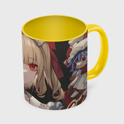 Кружка цветная Touhou Project Flandre милая / 3D-Белый + желтый – фото 1