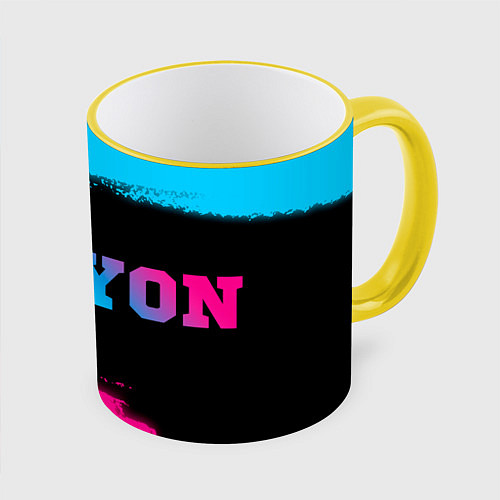 Кружка цветная Lyon - neon gradient по-горизонтали / 3D-Желтый кант – фото 1