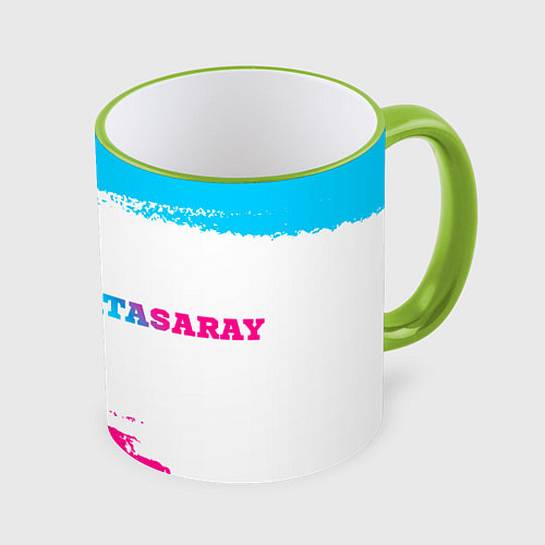 Кружка цветная Galatasaray neon gradient style по-горизонтали / 3D-Светло-зеленый кант – фото 1