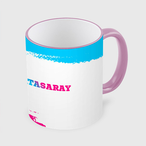 Кружка цветная Galatasaray neon gradient style по-горизонтали / 3D-Розовый кант – фото 1