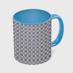 Кружка 3D Сине-белая марокканская мозаика, цвет: 3D-белый + небесно-голубой