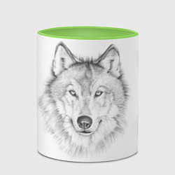 Кружка 3D Нарисованный волк зубами щёлк, цвет: 3D-белый + светло-зеленый — фото 2