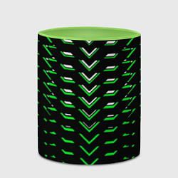 Кружка 3D Зелёно-белые полосы на чёрном фоне, цвет: 3D-белый + светло-зеленый — фото 2