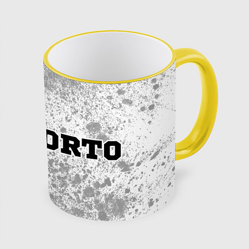 Кружка цветная Porto sport на светлом фоне по-горизонтали / 3D-Желтый кант – фото 1