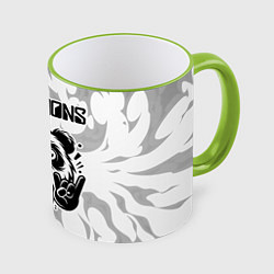 Кружка 3D Scorpions рок панда на светлом фоне, цвет: 3D-светло-зеленый кант