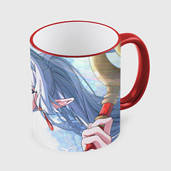 Кружка 3D Sousou no Frieren Фрирен beautiful smile, цвет: 3D-красный кант