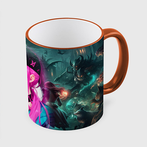 Кружка цветная League Of Legends Akali Kda / 3D-Оранжевый кант – фото 1
