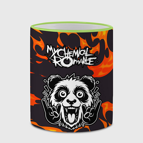 Кружка цветная My Chemical Romance рок панда и огонь / 3D-Светло-зеленый кант – фото 2