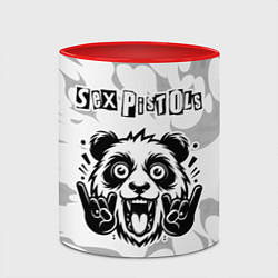 Кружка 3D Sex Pistols рок панда на светлом фоне, цвет: 3D-белый + красный — фото 2