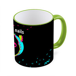 Кружка 3D Nine Inch Nails - rock star cat, цвет: 3D-светло-зеленый кант
