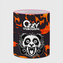 Кружка 3D Ozzy Osbourne рок панда и огонь, цвет: 3D-розовый кант — фото 2