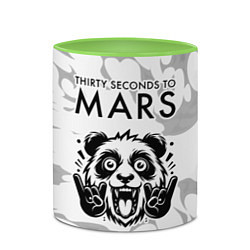 Кружка 3D Thirty Seconds to Mars рок панда на светлом фоне, цвет: 3D-белый + светло-зеленый — фото 2