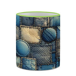 Кружка 3D Denim patchwork - ai art, цвет: 3D-светло-зеленый кант — фото 2