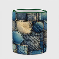 Кружка 3D Denim patchwork - ai art, цвет: 3D-зеленый кант — фото 2