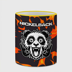 Кружка 3D Nickelback рок панда и огонь, цвет: 3D-желтый кант — фото 2