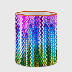 Кружка 3D Разноцветные волнистые полосы, цвет: 3D-оранжевый кант — фото 2