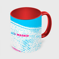 Кружка 3D Atletico Madrid neon gradient style по-горизонтали, цвет: 3D-белый + красный