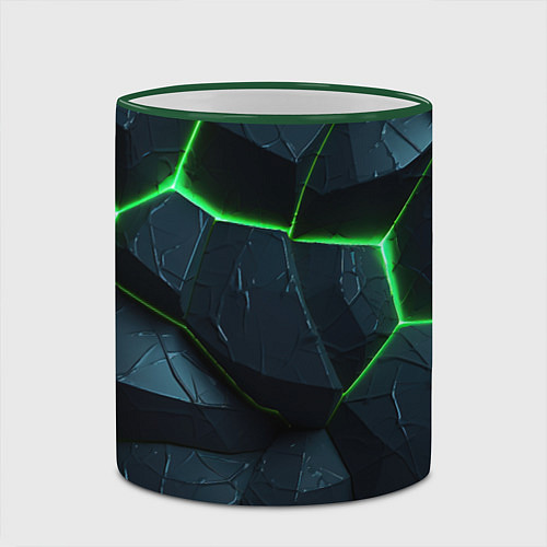 Кружка цветная Abstract dark green geometry style / 3D-Зеленый кант – фото 2