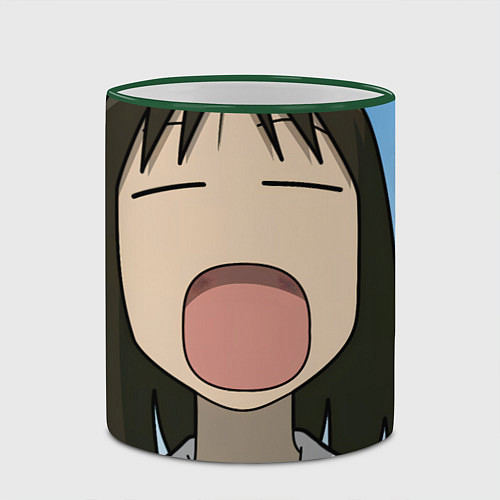 Кружка цветная Azumanga Daioh Аюму Касуга зевает / 3D-Зеленый кант – фото 2