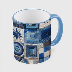 Кружка цветная Denim patchwork - ai art