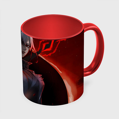 Кружка цветная Genshin Impact Арлекино red / 3D-Белый + красный – фото 1