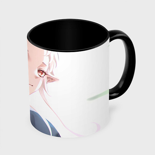 Кружка цветная Реинкарнация Безработного Сильфиетта smile / 3D-Белый + черный – фото 1