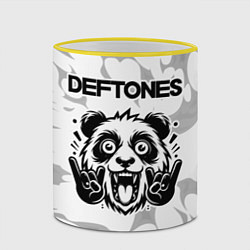 Кружка 3D Deftones рок панда на светлом фоне, цвет: 3D-желтый кант — фото 2