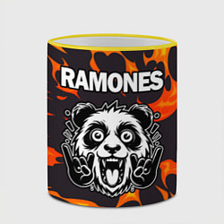 Кружка 3D Ramones рок панда и огонь, цвет: 3D-желтый кант — фото 2