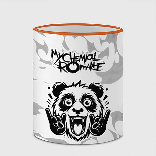 Кружка цветная My Chemical Romance рок панда на светлом фоне / 3D-Оранжевый кант – фото 2