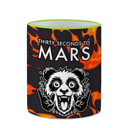 Кружка 3D Thirty Seconds to Mars рок панда и огонь, цвет: 3D-светло-зеленый кант — фото 2