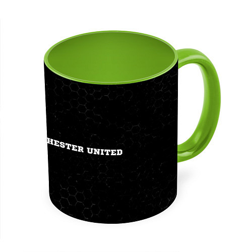 Кружка цветная Manchester United sport на темном фоне по-горизонт / 3D-Белый + светло-зеленый – фото 1
