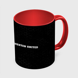 Кружка 3D Manchester United sport на темном фоне по-горизонт, цвет: 3D-белый + красный
