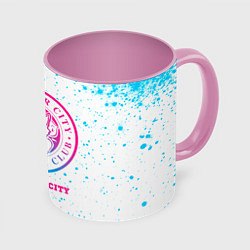 Кружка 3D Leicester City neon gradient style, цвет: 3D-белый + розовый