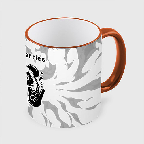 Кружка цветная The Cranberries рок панда на светлом фоне / 3D-Оранжевый кант – фото 1