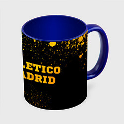 Кружка 3D Atletico Madrid - gold gradient по-горизонтали, цвет: 3D-белый + синий