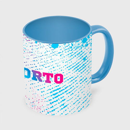 Кружка цветная Porto neon gradient style по-горизонтали / 3D-Белый + небесно-голубой – фото 1