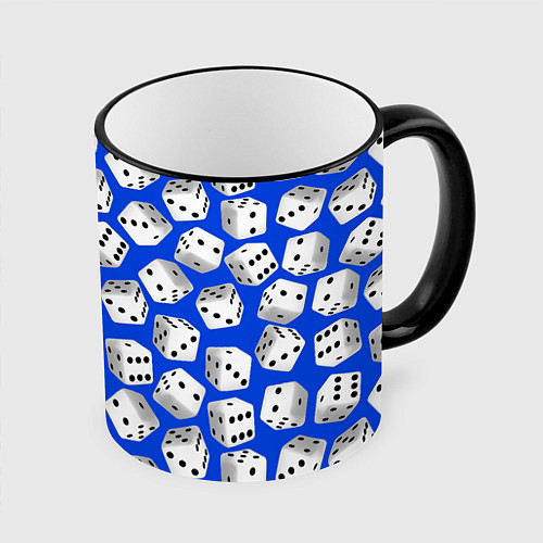 Кружка цветная Игральные кубики узор / 3D-Черный кант – фото 1