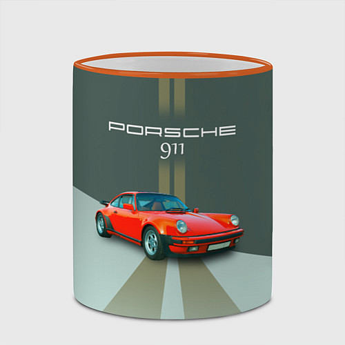 Кружка цветная Porsche спортивный немецкий автомобиль / 3D-Оранжевый кант – фото 2