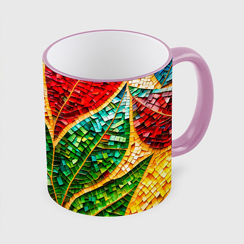 Кружка цветная Яркая мозаика с разноцветным абстрактным узором и / 3D-Розовый кант – фото 1