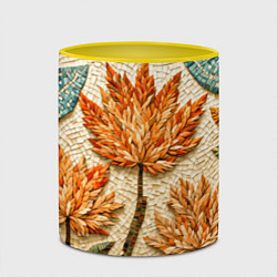 Кружка 3D Мозаика осенняя листва в теплых тонах, цвет: 3D-белый + желтый — фото 2