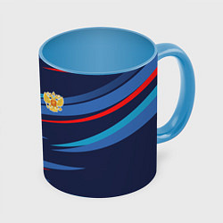 Кружка 3D Россия - blue stripes, цвет: 3D-белый + небесно-голубой