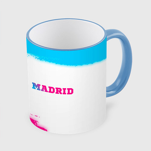 Кружка цветная Real Madrid neon gradient style по-горизонтали / 3D-Небесно-голубой кант – фото 1