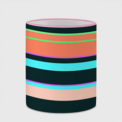 Кружка 3D Цветные разные полосы, цвет: 3D-розовый кант — фото 2